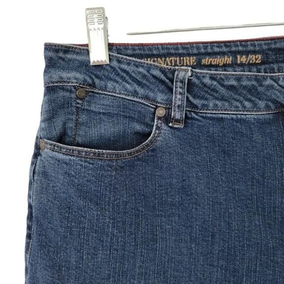 Vintage Signature Straight Leg Jeans Dark Wash Blue Women Sz 14 Stretch Classic - Picture 4 of 11